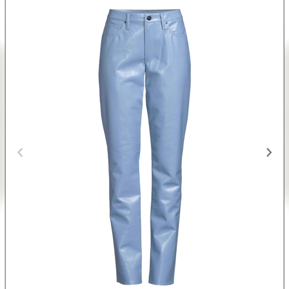 GOLDSIGN I NWT 26 The Stacked Roya straight-leg leather jean I baby blue